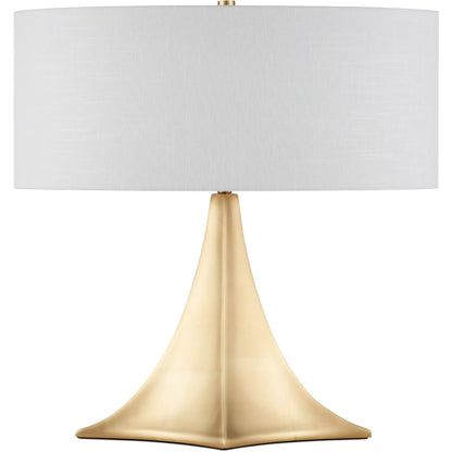 Cassia Table Lamp by Currey and Company in gold leaf. Made from composite in a modern style.