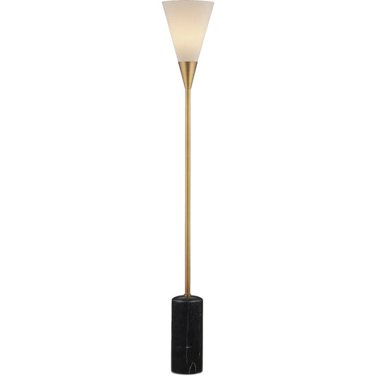 Martini Floor Lamp by Currey and Company in black, brushed brass. Made from marble, metal in a modern style.