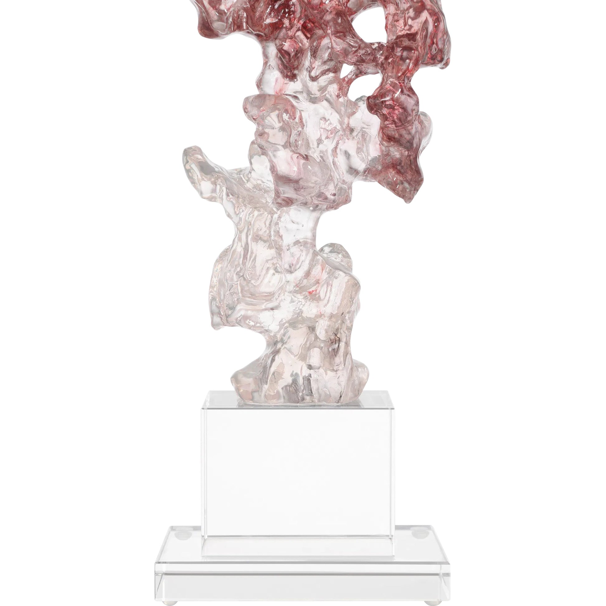 Faux Rock Crystal Sculpture by Currey and Company in purple pink, clear. Made from composite, optic crystal in a modern style.