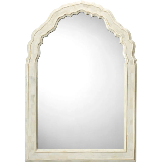Chateau Mirror by Jamie Young in white and smooth white finish. Made from bone in a unique style.
