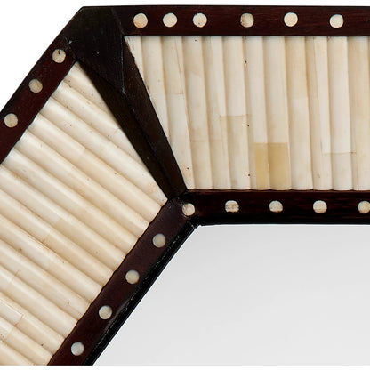 Colony Mirror by Jamie Young in off white. Made from mango wood, camel bone, mdf, mirror in a cottage & farmhouse style.