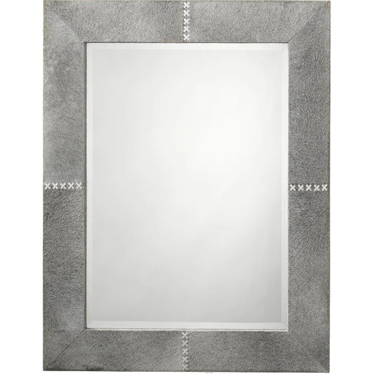 Cross Stitch Mirror by Jamie Young. Made from hide in a modern style.