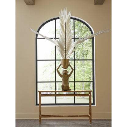 Abu Planter by Currey and Company in antique gold. Made from cast aluminum in a modern style.