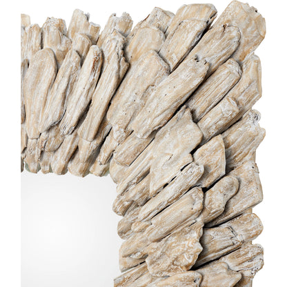 Beachhead Wash Mirror by Currey and Company in whitewashed driftwood, mirror. Made from wood, glass in a modern style.