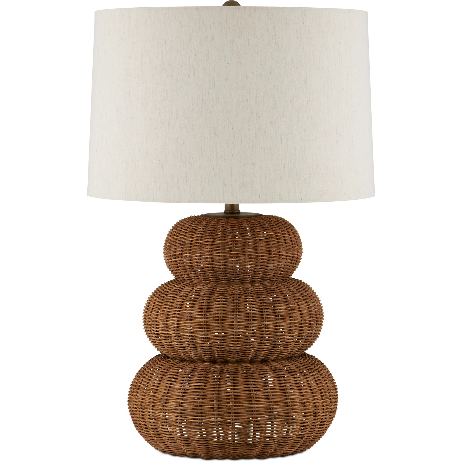 Mabrouka Table Lamp by Currey and Company in dark brown, antique brass. Made from rattan, metal in a cottage & farmhouse style.