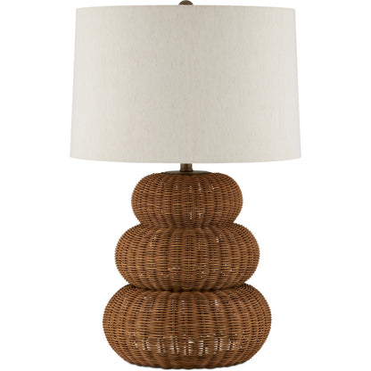 Mabrouka Table Lamp by Currey and Company in dark brown, antique brass. Made from rattan, metal in a cottage & farmhouse style.