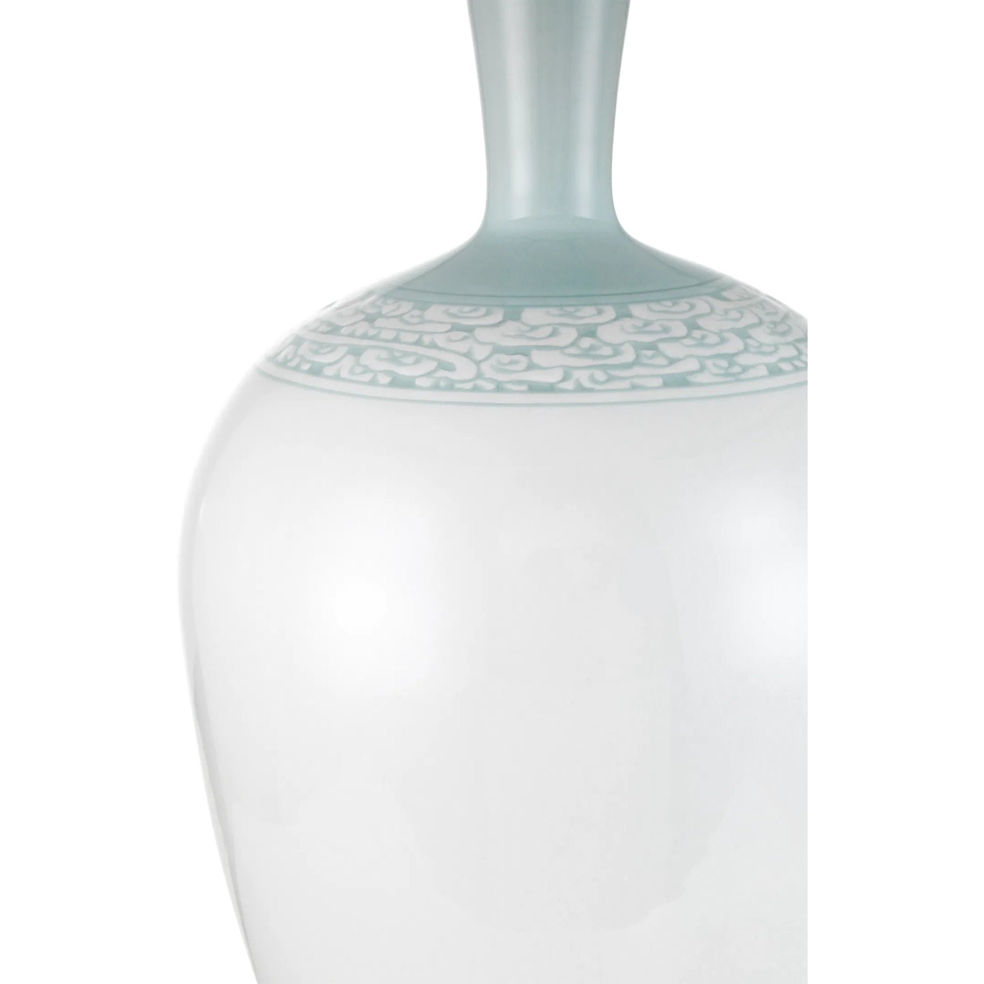 Ketty Table Lamp by Currey and Company in white, light blue. Made from porcelain in a modern style.