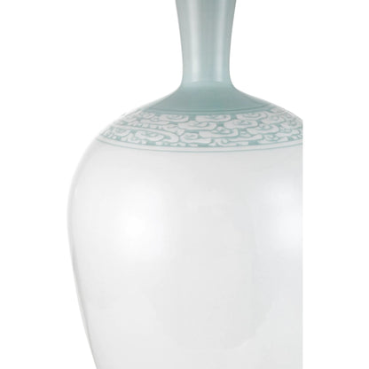 Ketty Table Lamp by Currey and Company in white, light blue. Made from porcelain in a modern style.
