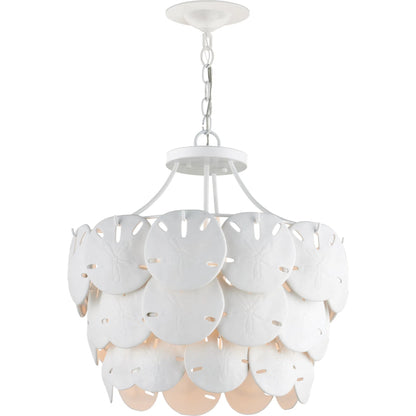 Tulum Chandelier by Currey and Company in white, sugar white. Made from bone china, wrought iron in a modern style.