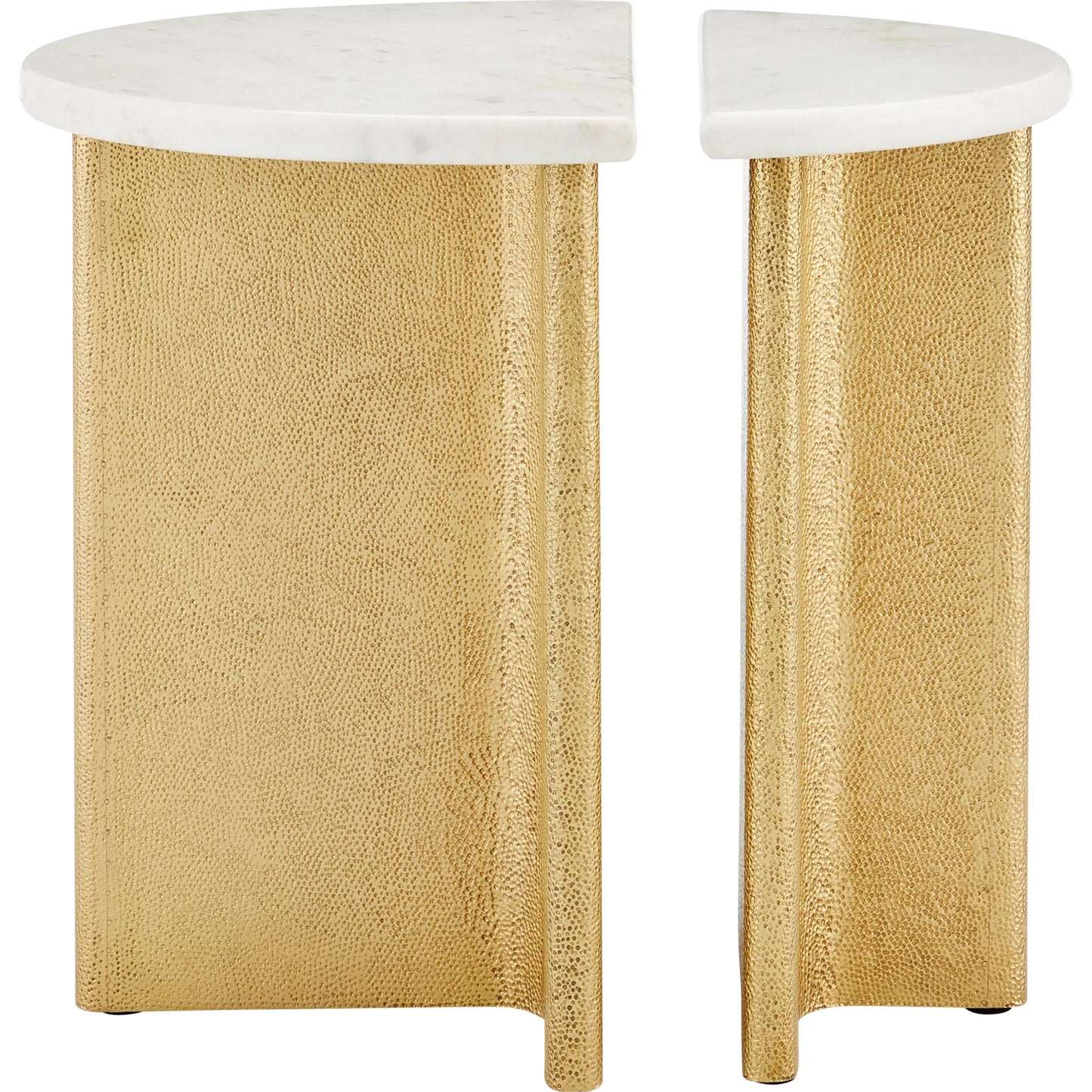 003 SI-2387019 | Additional Silo | Doublet Marble Accent Table Set by Currey and Company in white, antique brass. Made from banswara marble, brass, engineered wood in a modern style.