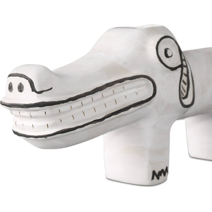 Spot the Dog by Currey and Company in washed white, black. Made from porcelain in a eclectic & global style.