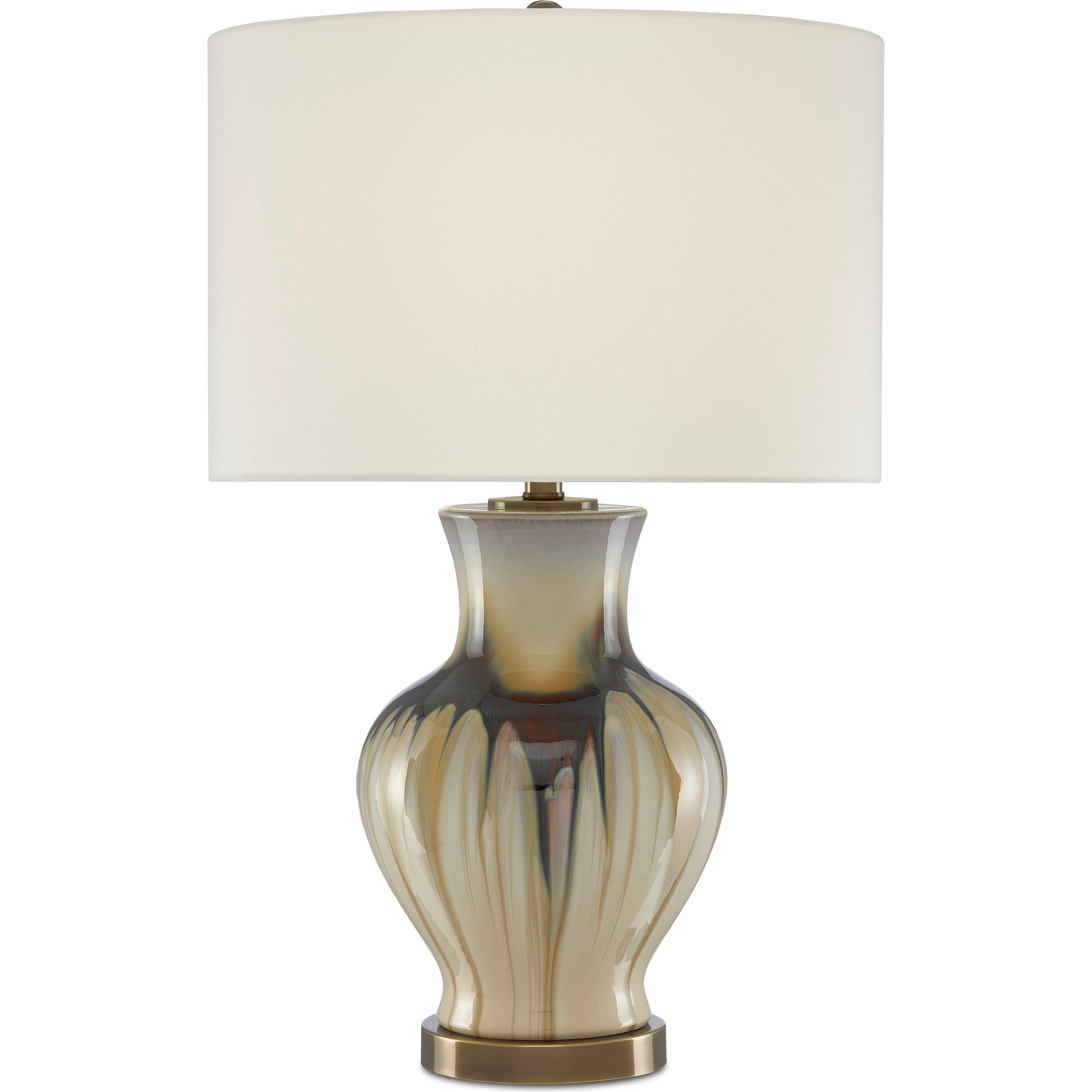 Muscadine Table Lamp by Currey and Company in cream, brown, antique brass. Made from porcelain, metal in a transitional style.