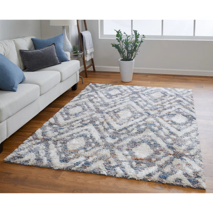 Mynka Transitional Diamond Rug - 39IAF by Feizy in ivory, gray, taupe. Made from polyester in a unique style.