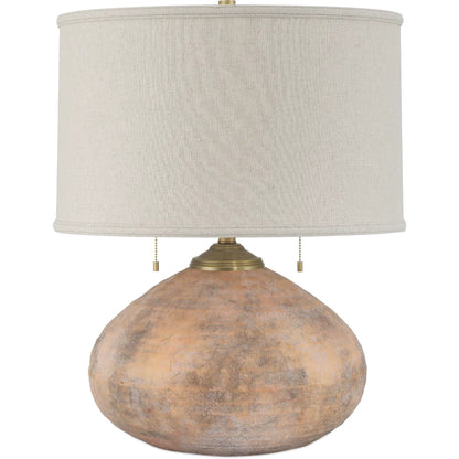 Kenmare Table Lamp by Currey and Company in textured antique brown. Made from terracotta in a modern style.