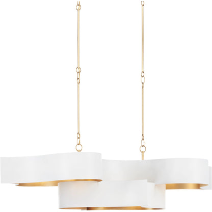 Grand Lotus Oval Chandelier by Currey and Company. Made from wrought iron in a modern style.