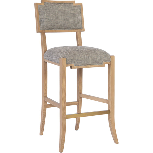 Melanie Bar Stool by Currey and Company in blonde ash wood, brass. Made from ash wood, brass in a transitional style.