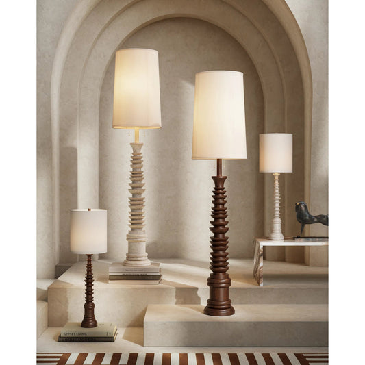 Malayan Table Lamp by Currey and Company. Made from wood in a modern style.