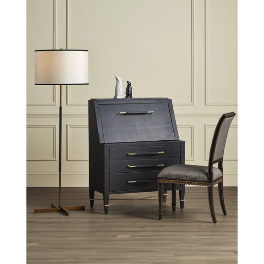 Willoughby Floor Lamp by Currey and Company in brass, oil rubbed bronze. Made from metal in a modern style.