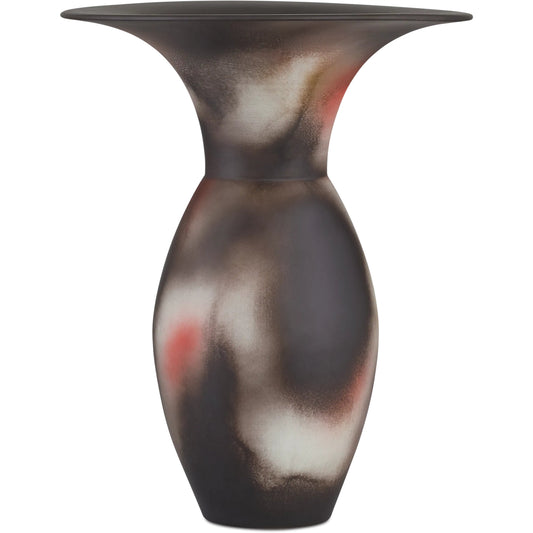 Celestial Large Vase by Currey and Company in black, white, pale green, pale red. Made from porcelain in a modern style.