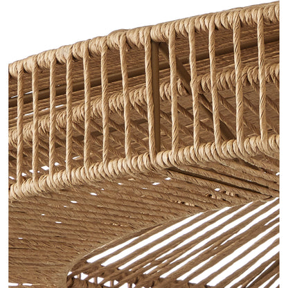 Maldives Chandelier by Currey and Company in natural, satin black. Made from wrought iron, kraft paper twine in a coastal style.