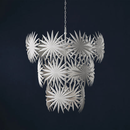 Bismarkia Chandelier by Currey and Company in gesso white. Made from wrought iron in a modern style.