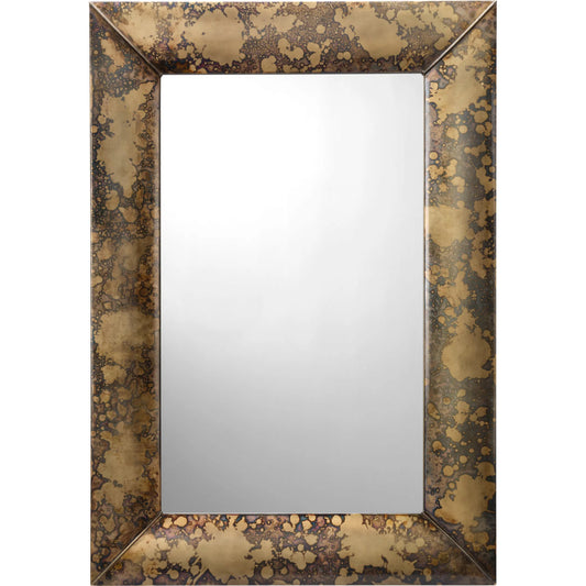 Empire Mirror by Jamie Young in antique brass and acid wash patina finish. Made from iron in a unique style.