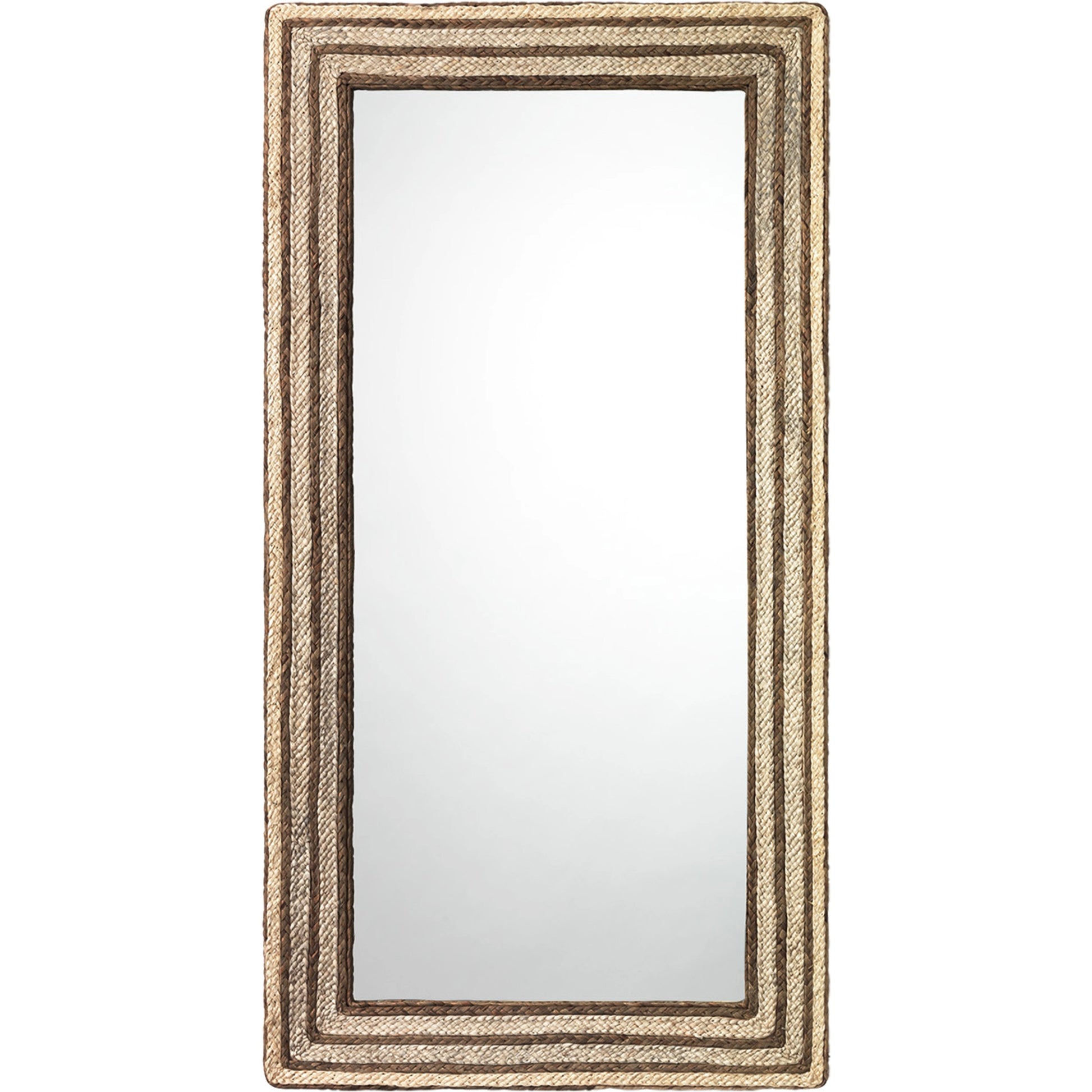 Evergreen Mirror by Jamie Young. Made from braided seagrass in a coastal style.