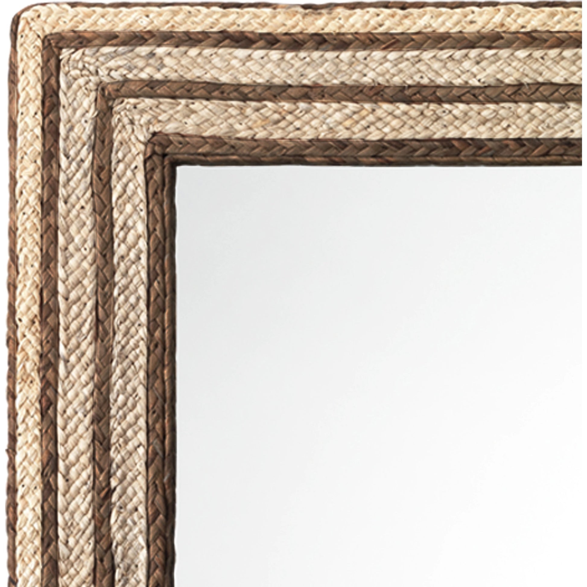 Evergreen Mirror by Jamie Young. Made from braided seagrass in a coastal style.