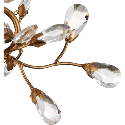 Crystal Bud Semi-Flush Mount by Currey and Company in clear, brass. Made from crystal, wrought iron in a modern style.