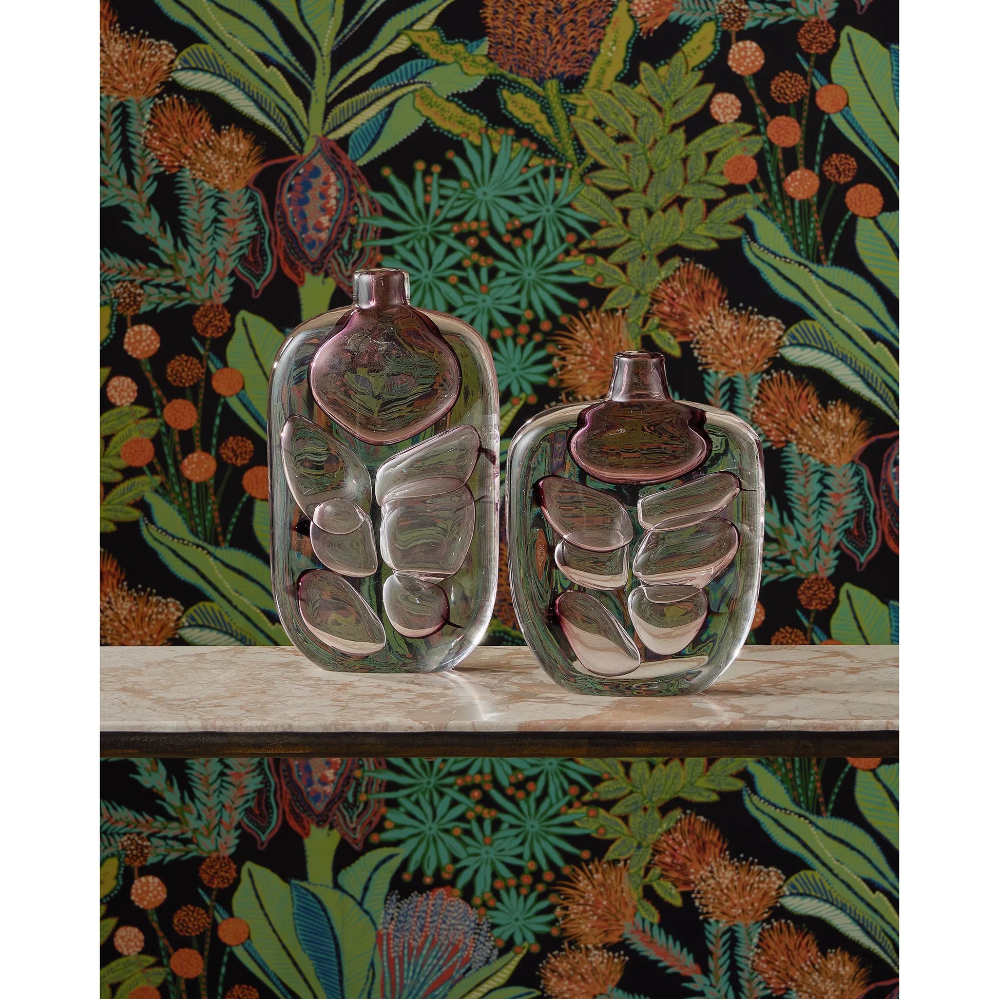 Vicolino Vase by Currey and Company in clear, purple. Made from glass in a eclectic & global style.