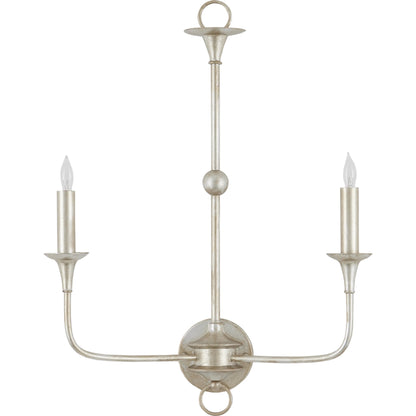 Nottaway Double Wall Sconce by Currey and Company. Made from wrought iron in a traditional style.