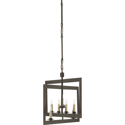 Middleton Rectangular Chandelier by Currey and Company. Made from wrought iron in a modern style.