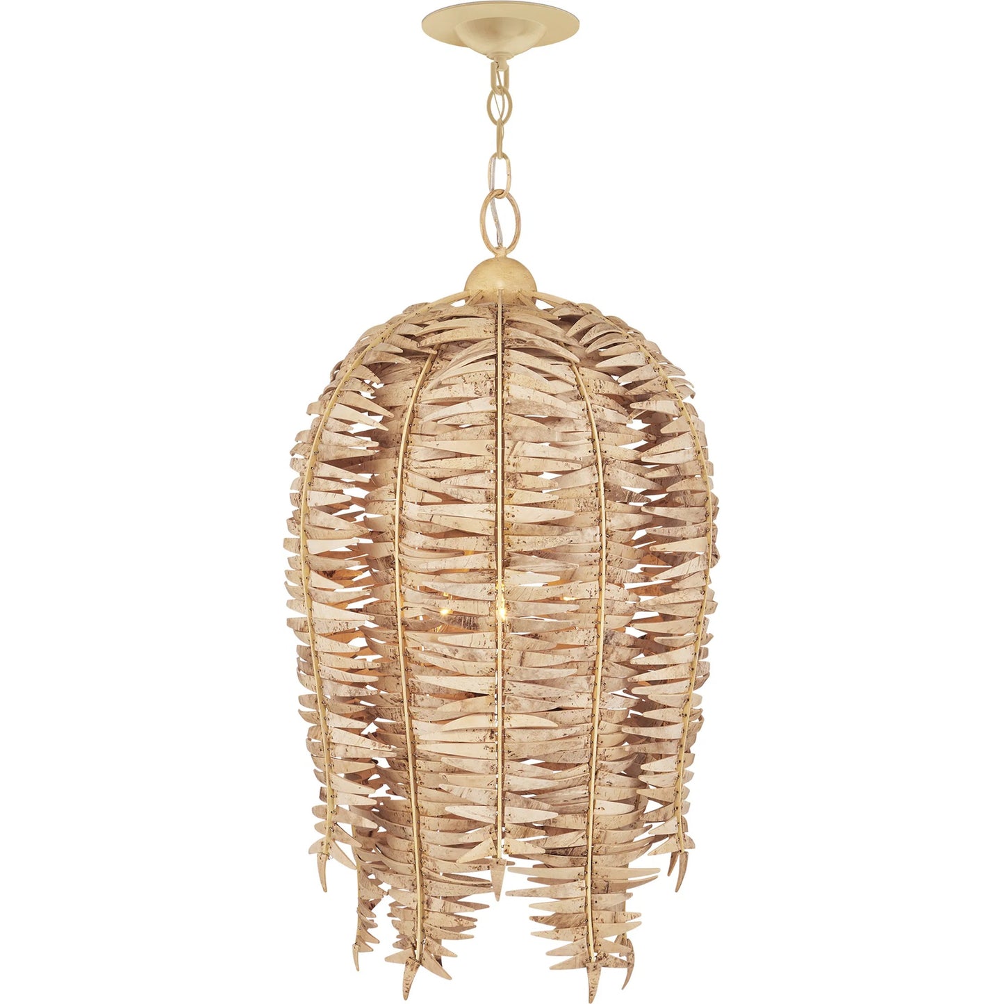 005 SI-2257422 | Additional Silo | Tiptur Pendant by Currey and Company in natural, coco cream. Made from coco shells, wrought iron in a rustic style.