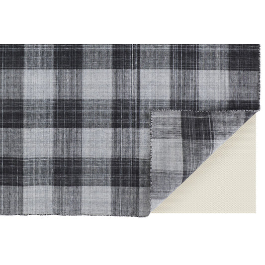 Jemma Transitional Plaid Rug - I8050 by Feizy in black, gray. Made from polyester in a unique style.
