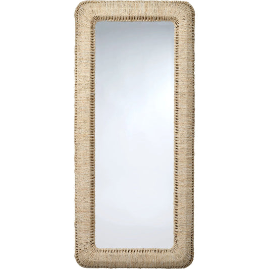 Hollis Floor Mirror by The Livingston Collection in natural and natural cornhusk. Made from cornhusk, mdf, mirror in a unique style.