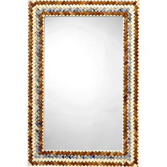 000 SI-2531170 | Primary Silo | Interwoven Mirror by Jamie Young in brown and blue, white, natural. Made from bone in a unique style.