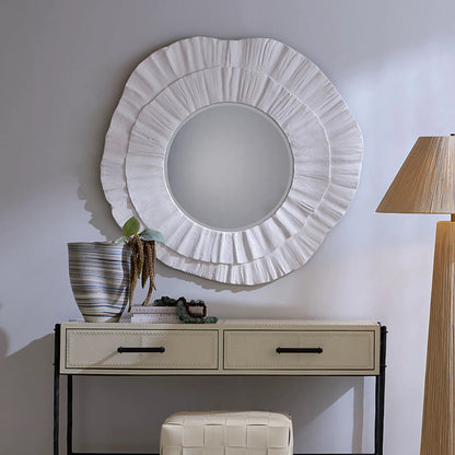Millstone Mirror by Jamie Young in white and matte white. Made from resin, metal: iron, mdf, mirror in a modern style.