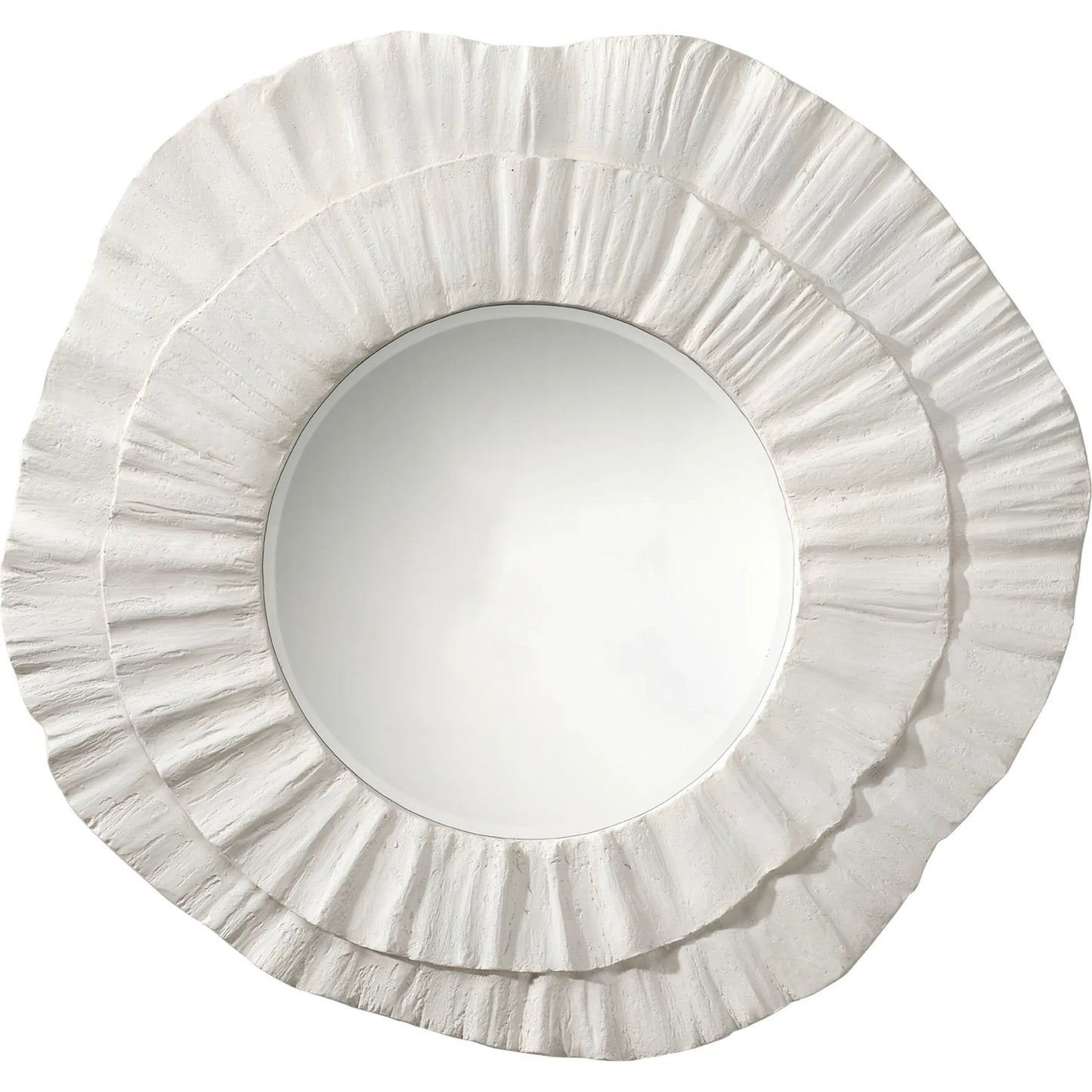 001 SI-2320386 | Primary Silo | Millstone Mirror by Jamie Young in white and matte white. Made from resin, metal: iron, mdf, mirror in a modern style.