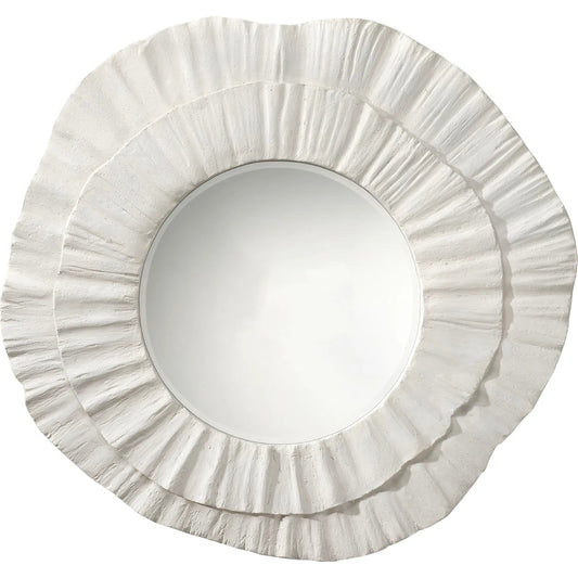 Millstone Mirror by The Livingston Collection in white and matte white. Made from resin, metal: iron, mdf, mirror in a unique style.