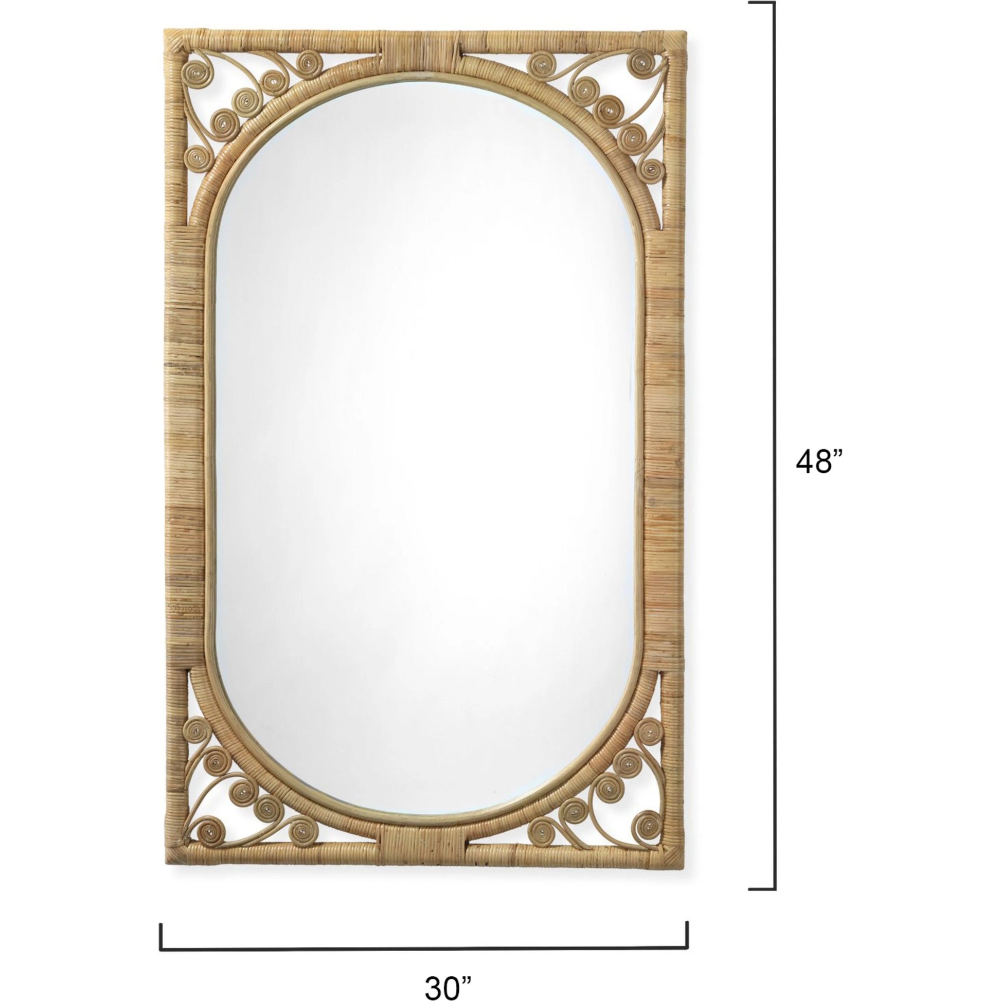 Primrose Mirror by Jamie Young. Made from rattan in a cottage & farmhouse style.