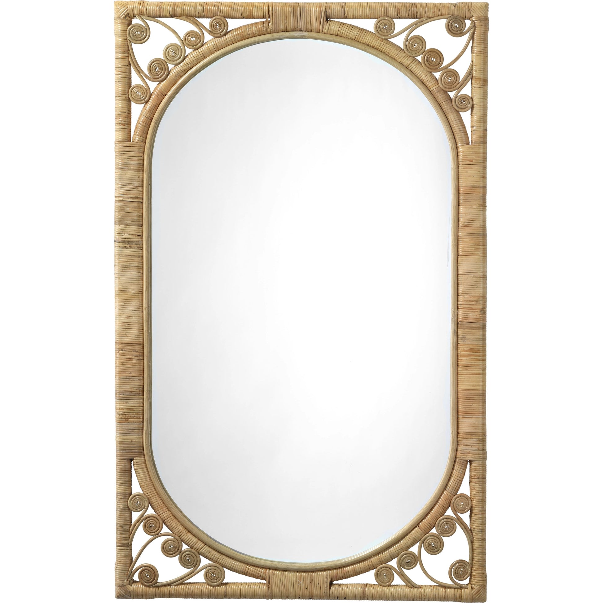 Primrose Mirror by Jamie Young. Made from rattan in a cottage & farmhouse style.