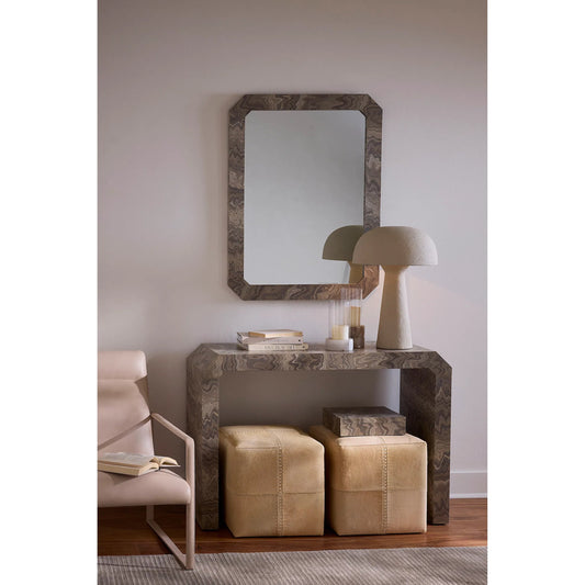 Ravine Mirror by Jamie Young in grey and sand grey. Made from wood in a unique style.