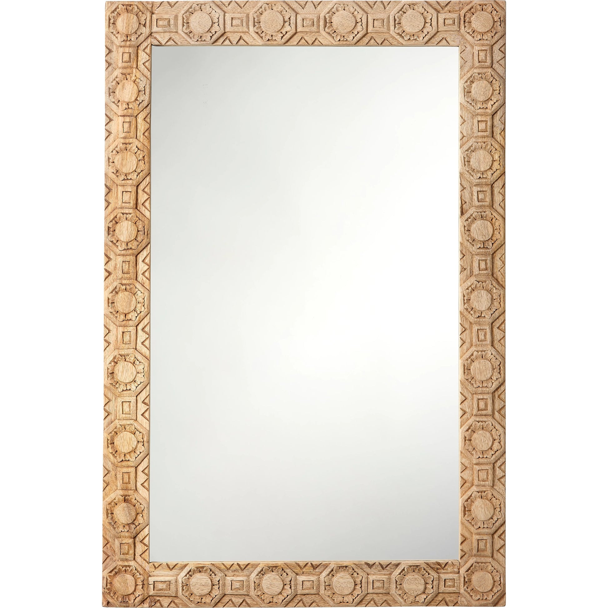 Relief Carved Rectangle Mirror by Jamie Young. Made from wood in a modern style.