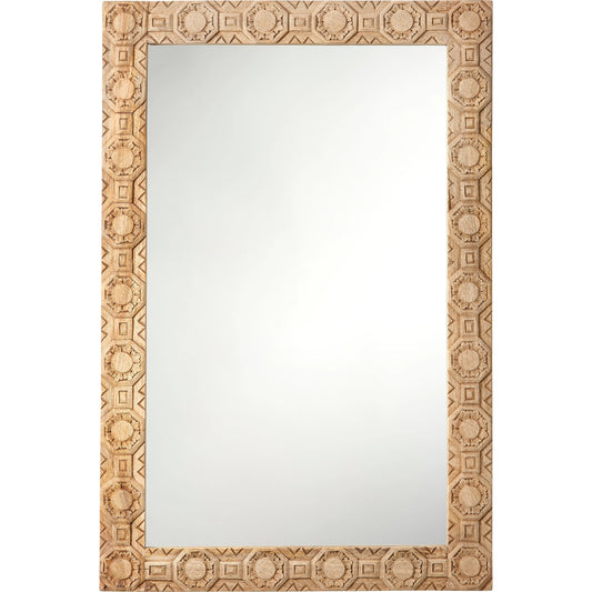 Relief Carved Rectangle Mirror by Jamie Young. Made from wood in a modern style.