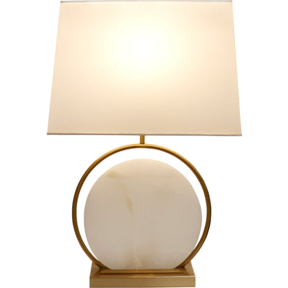 Sphere Table Lamp by Pasargad Home in gold and white, gold. Made from metal, marble in a transitional style.