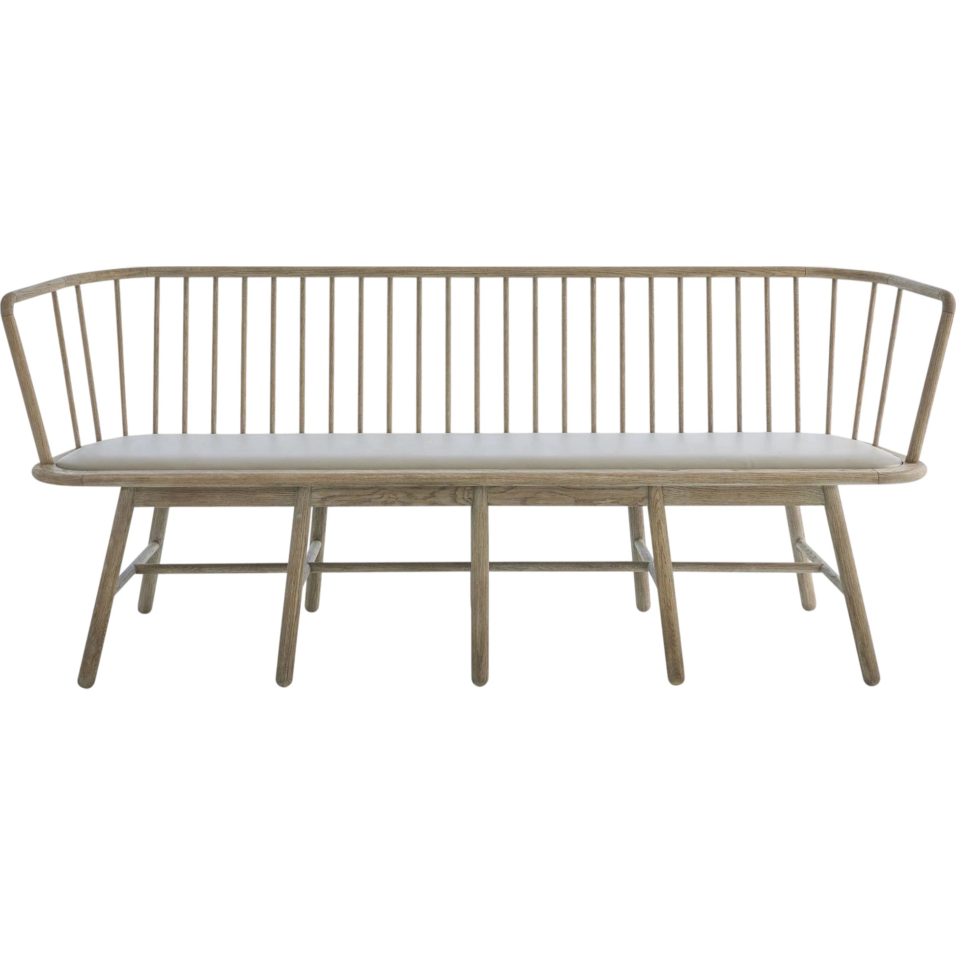 Spindle Long Bench by Global Views. Made from american oak in a coastal style.