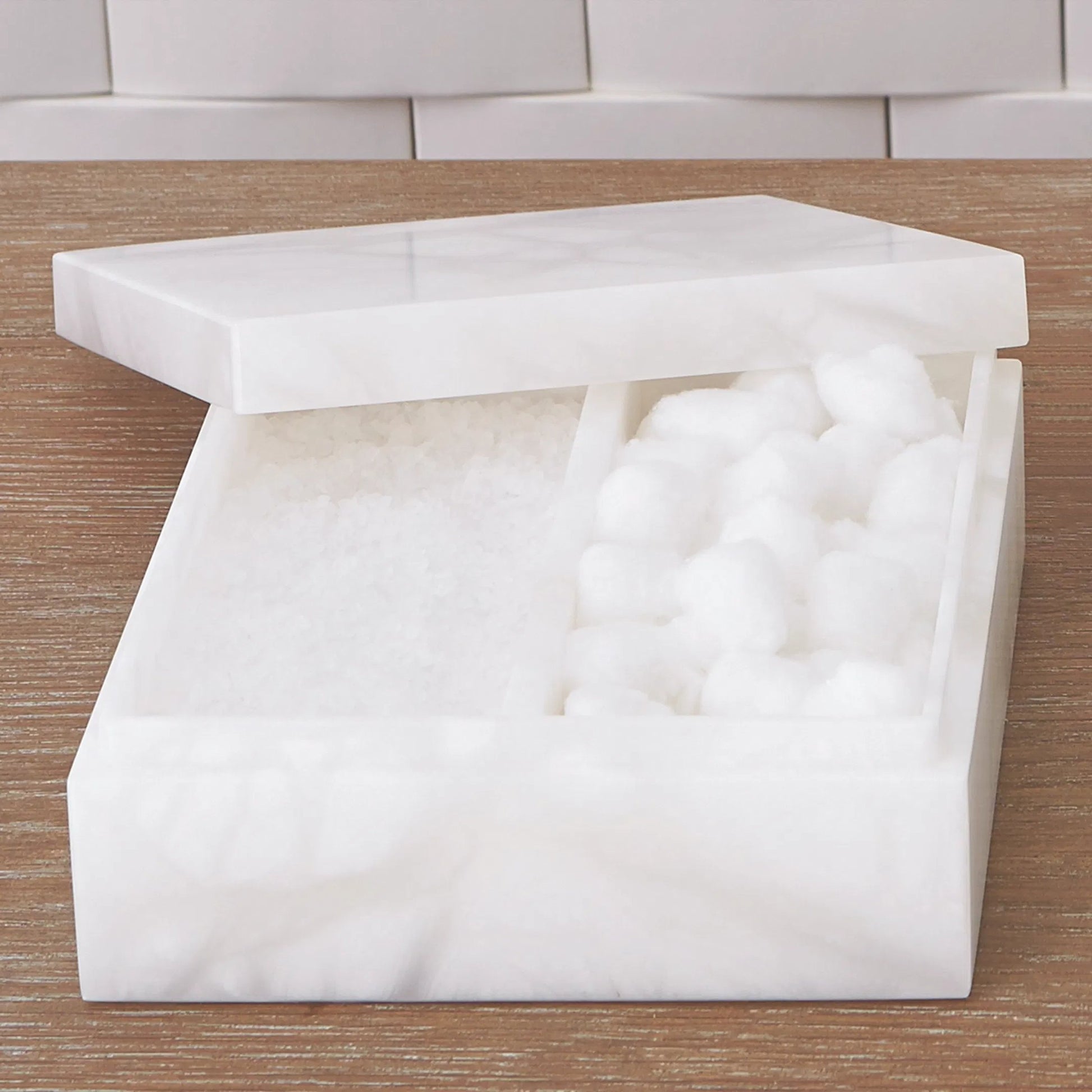Alabaster Amenities Box by Global Views in natural. Made from alabaster in a modern style.