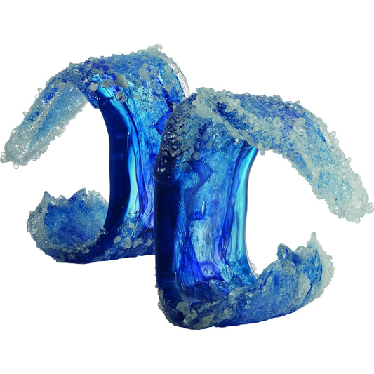 Tidal Wave Sculpture by Global Views. Made from art glass in a coastal style.