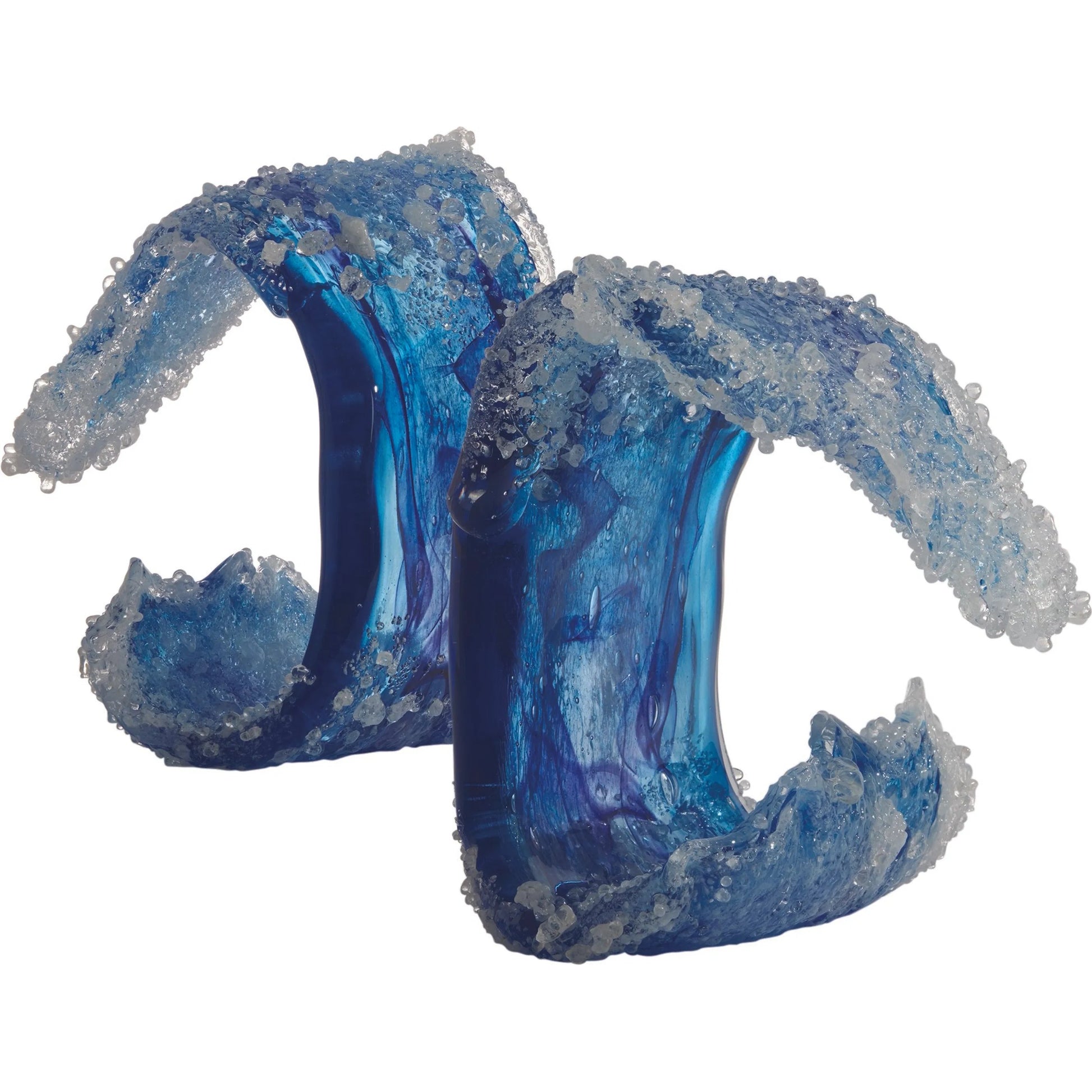 Tidal Wave Sculpture by Global Views. Made from art glass in a coastal style.