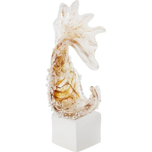 Tidal Wave Sculpture II by Global Views in brown. Made from glass in a coastal style.